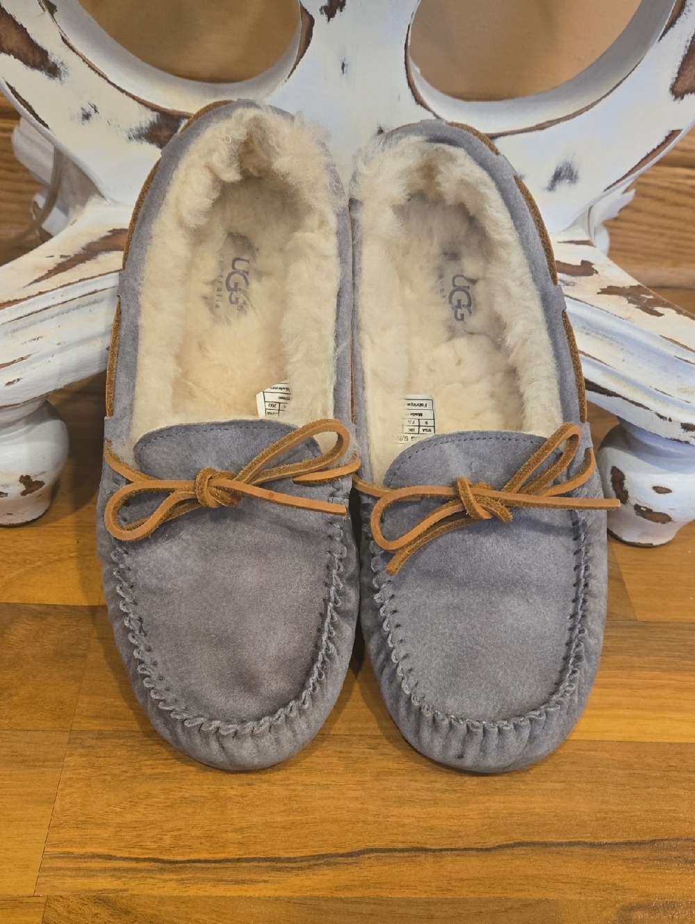 Ugg Suede Fur Lined Gray Moccasins